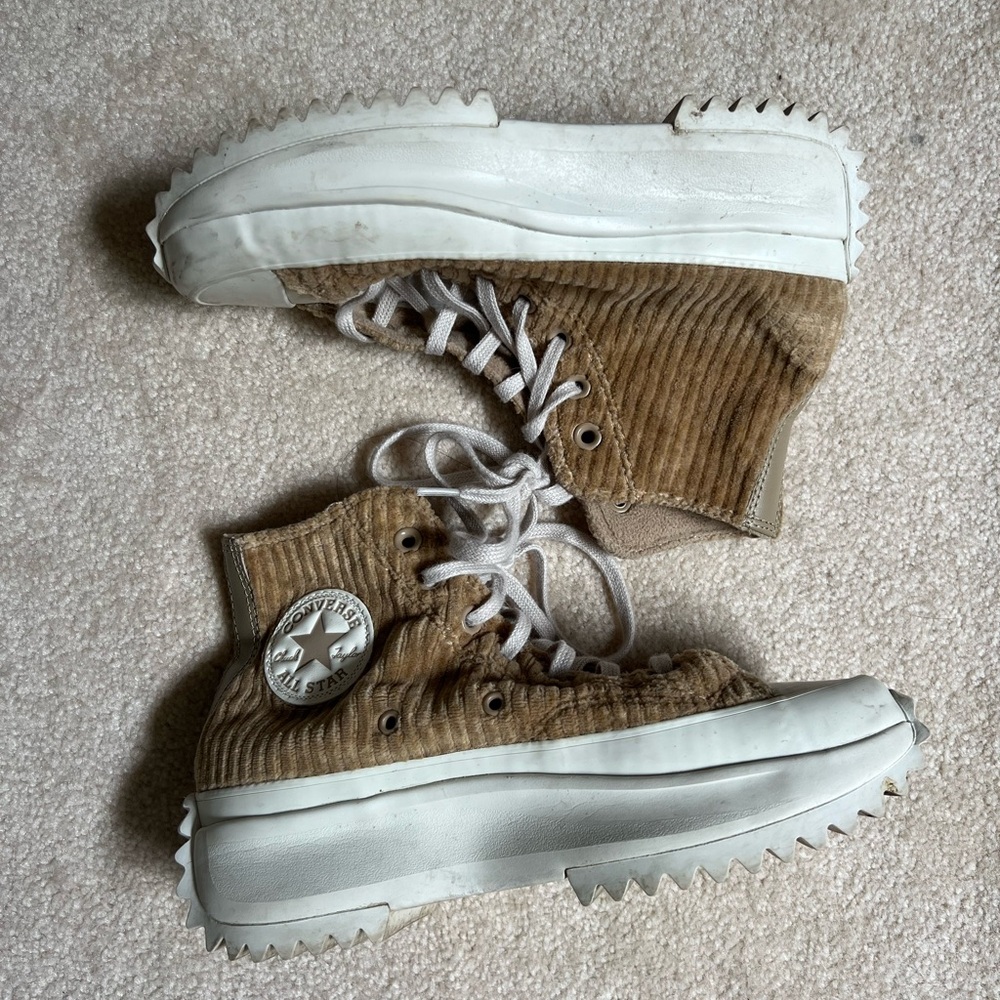 Converse Tan and White Corduroy Sneakers